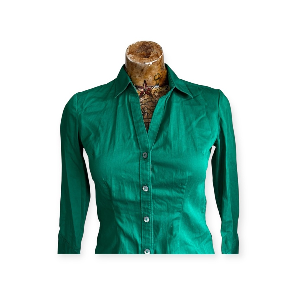 Banana Republic top button down XS Petite green business casual office - Picture 2 of 10